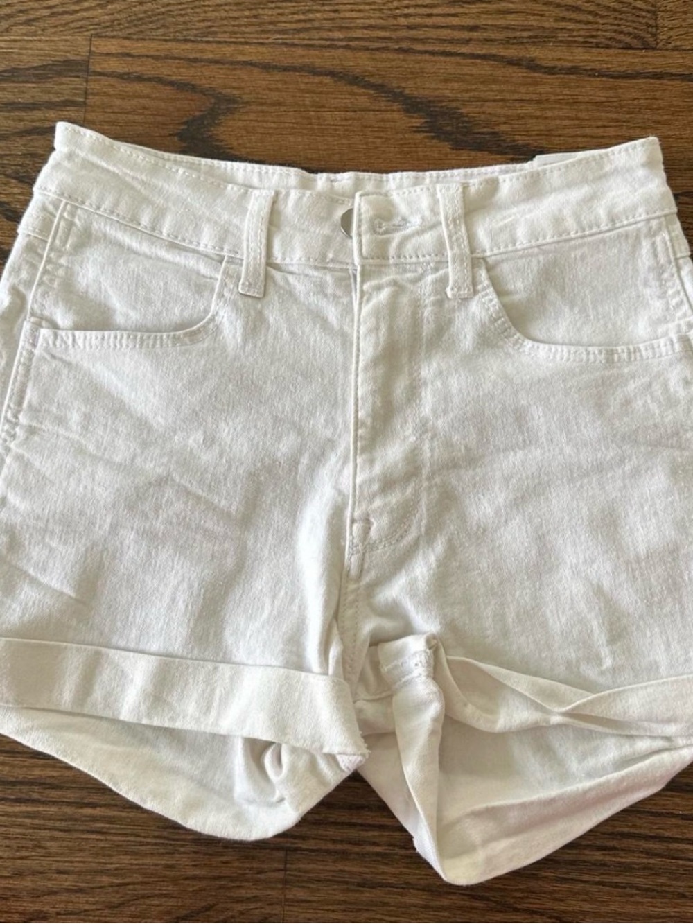 H&M White Denim Cuffed Shorts
